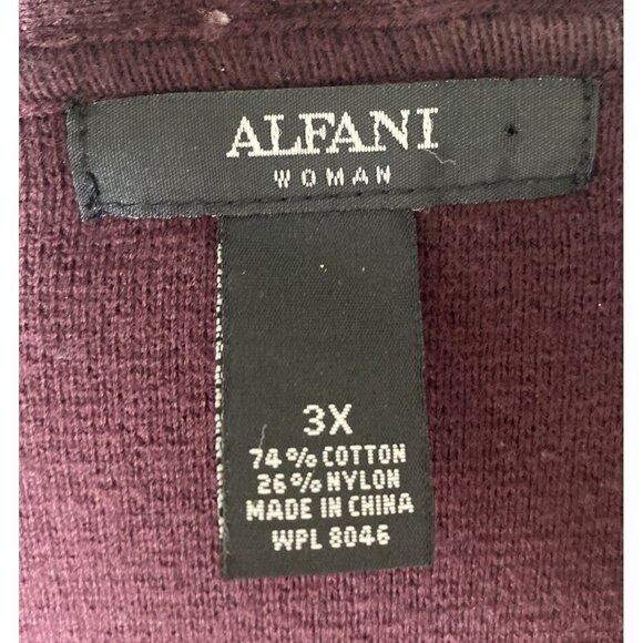 Alfani Cardigan Sweater Womens 3X Burgandy Wine Cotton Blend Open Front Plus Siz - Picture 2 of 10
